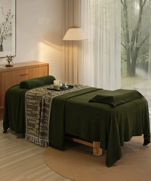 Bộ Ga Phủ Giường Spa Nhung Bồ Câu Cao Cấp – Mềm Mịn, Sang Trọng