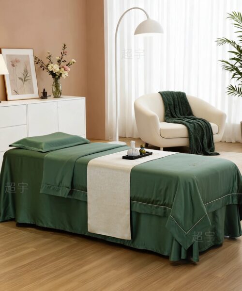 Bộ Ga Phủ Giường Spa Satin Ngọc Trai Cao Cấp – Mềm Mịn, Sang Trọng