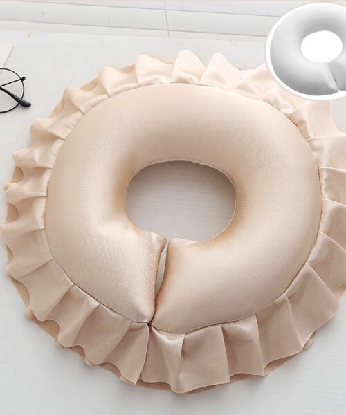 Gối Mặt Spa Khoét Lỗ Viền Bèo Cao Cấp – Bông Mềm, Vỏ Lụa Êm Ái