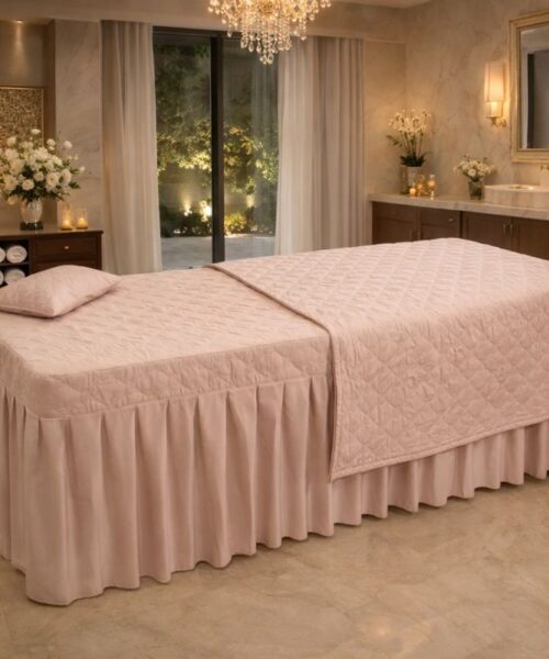 Bộ Ga Phủ Giường Spa 100% Cotton Cao Cấp – Dáng Chân Váy Sang Trọng