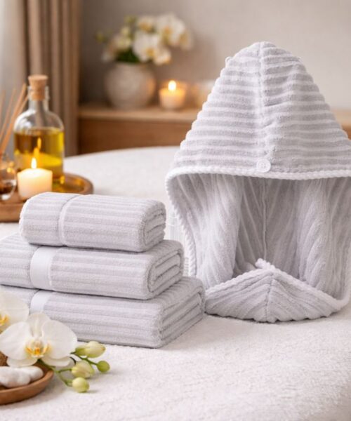 Khăn Quấn Tóc Spa Nhung San Hô Cao Cấp – Nhanh Khô, Siêu Thấm Hút