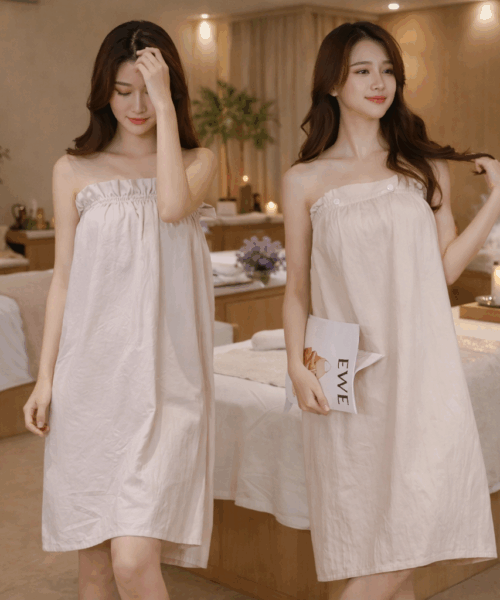 Váy spa quấn ngực lụa mềm
