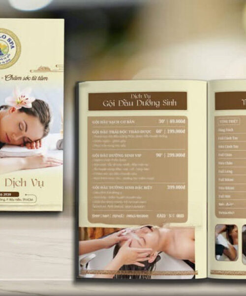 Bảng Menu Spa Gập 3 – Menu Dịch Vụ Spa / Thẩm Mỹ Việ