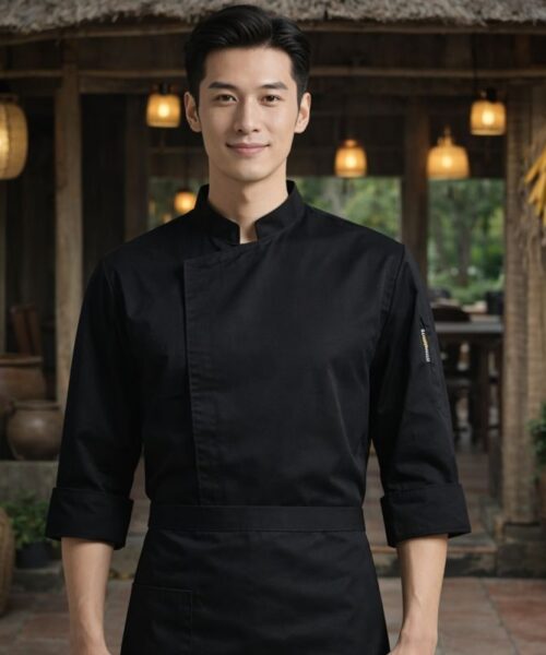 Áo cổ trụ vạt lệch