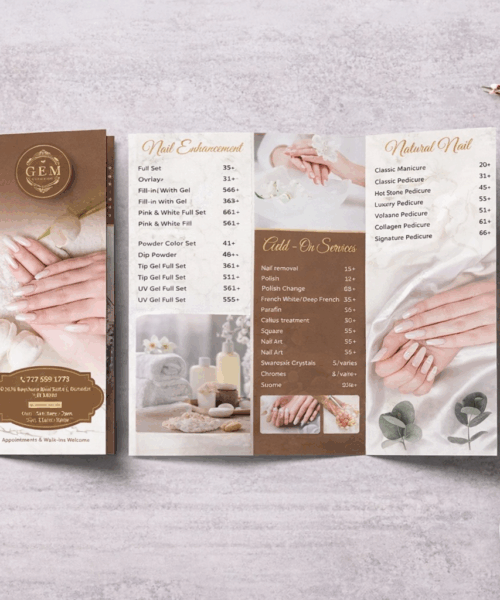 Menu Nail Gấp Cửa Sổ Phong Cách Tối Giản