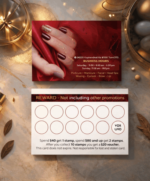 Thẻ Lịch Hẹn Spa Tông Đỏ Sang Trọng – Appointment Card Spa Luxury