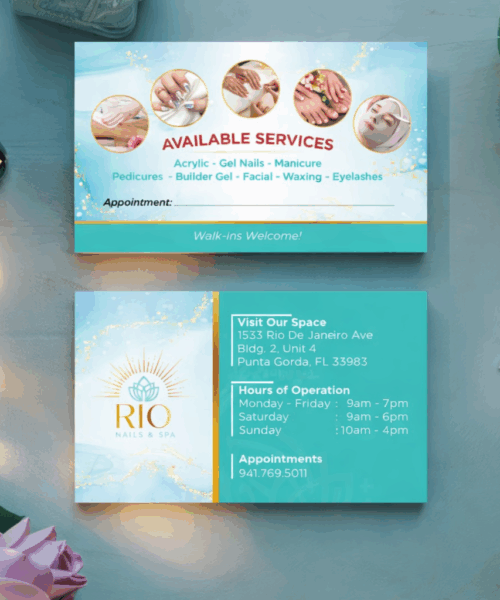 Card Visit Spa – Nail Tông Xanh Ngọc – Danh Thiếp Spa & Thẩm Mỹ Viện