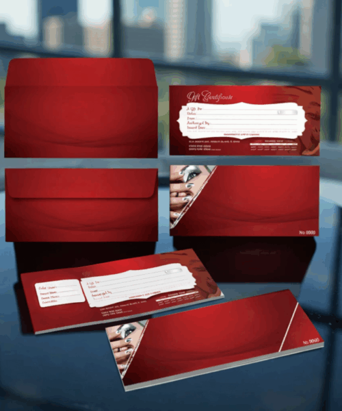 Gift Voucher Spa Tông Đỏ Sang Trọng – Phiếu Quà Tặng Spa Cao Cấp