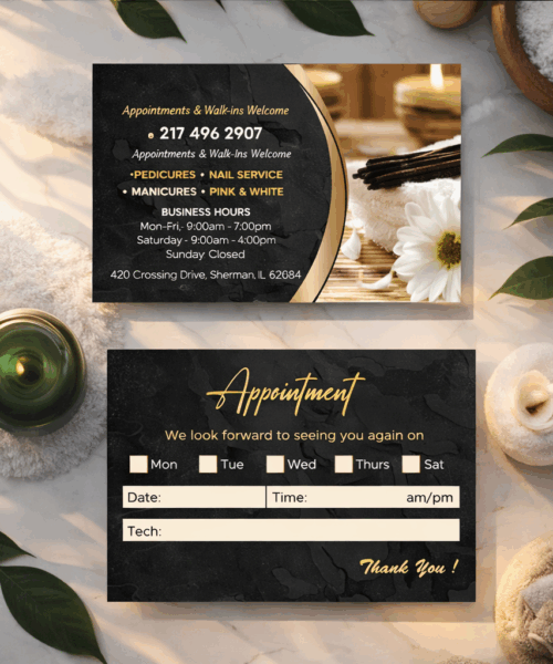 Thẻ Lịch Hẹn Spa Cao Cấp – Appointment Card Spa & Thẩm Mỹ Viện