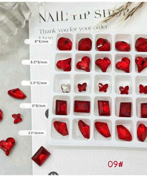 Set 25 viên/ hộp đá đính móng đa hình cao cấp