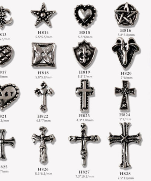 Đá đính móng trái tim đen Âu Mỹ cổ điển