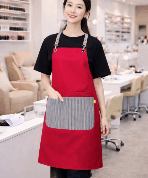 Tạp dề dài chống bẩn cao cấp phối túi trước