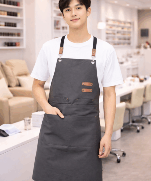 Tạp dề dài trơn cao cấp phối dây chéo lưng