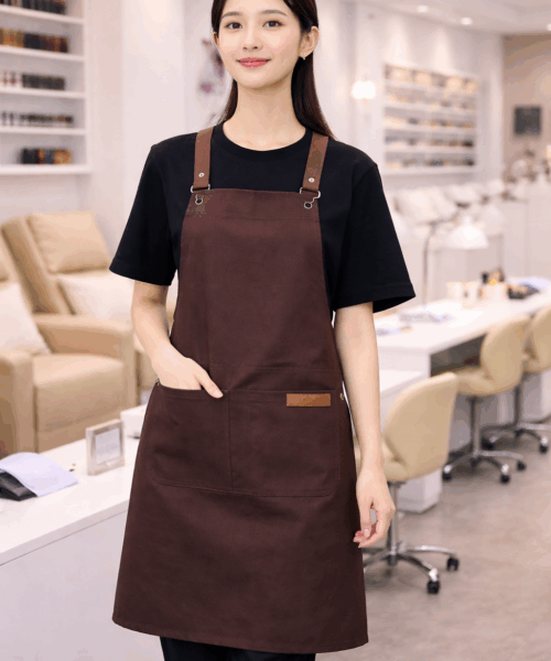 Tạp dề Canvas phối dây da cao cấp