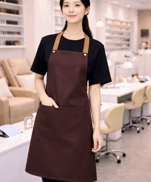 Tạp dề yếm Polyester Canvas phối dây đeo màu tương phản