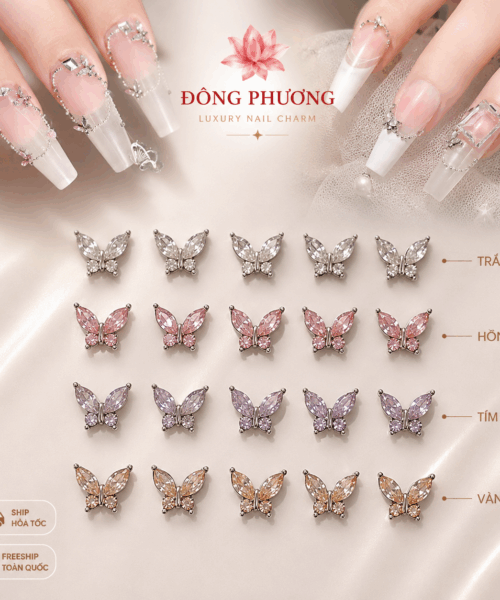 Đá đính móng hình bướm mini siêu sáng