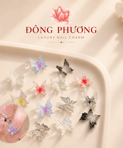 Đá đính móng bướm đổi màu 3D siêu sáng
