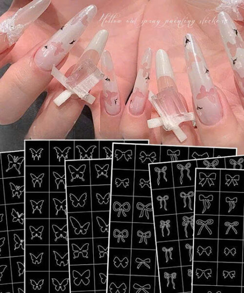 Sticker nail nơ bướm gradient