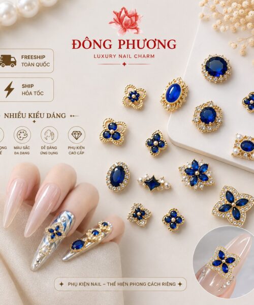 Charm Sapphire Hoàng Gia Đính Đá Cao Cấp