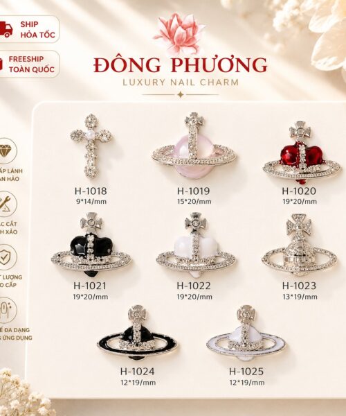 Charm móng thánh giá đen cổ điển
