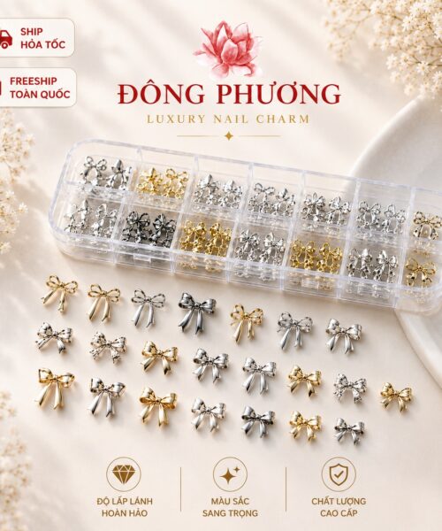 Charm Nơ Đính Đá Bạc
