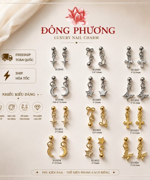 Charm Nail Gothic Sao Trăng Đính Đá