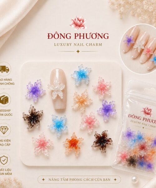 Charm hoa pha lê 3D đính móng