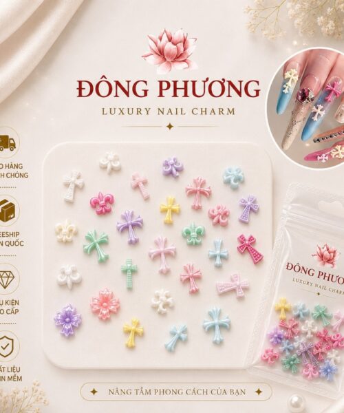 Set charm thánh giá nail 3D