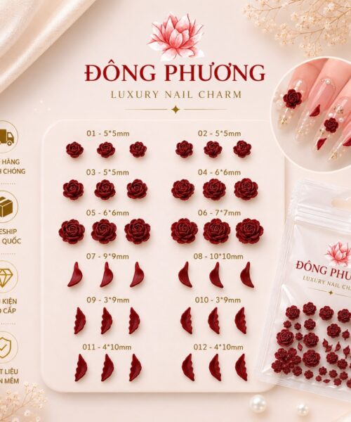 Charm hoa hồng vintage đính móng