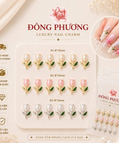 Charm hoa tulip đính móng