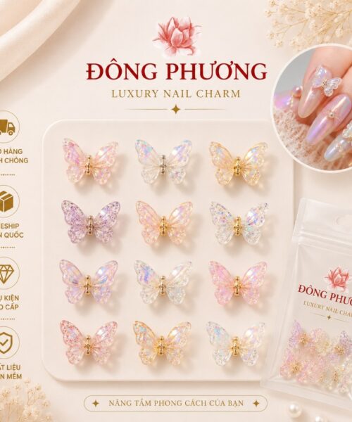 Charm bướm cực quang nail