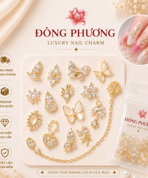 Charm khung viền kim loại nail
