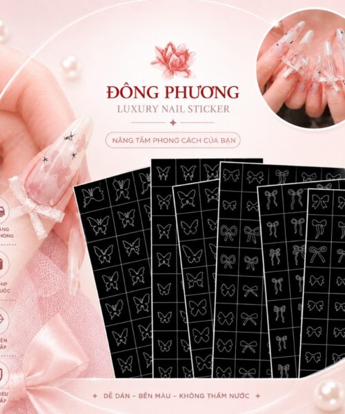 Sticker nail nơ bướm gradient