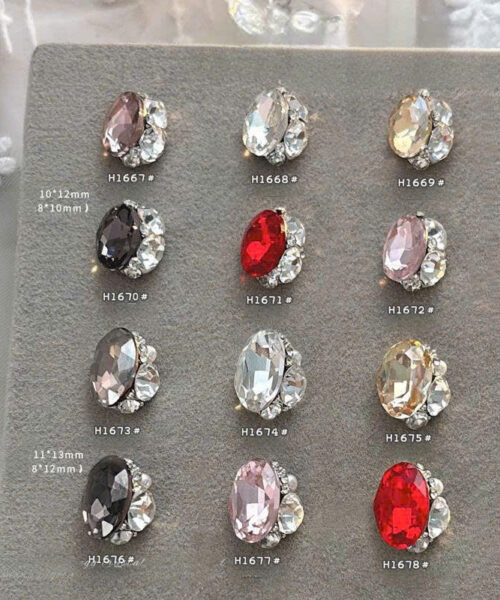 Đá đính móng bầu dục full kim cương cao cấp( Set 6 viên )