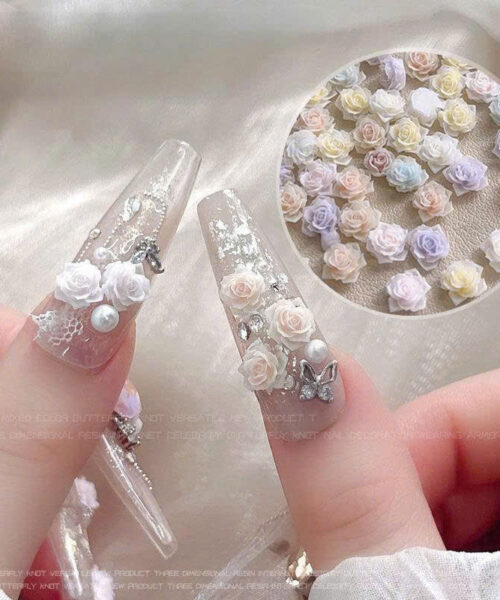 Charm Nail Hoa Trà 3D Lấp Lánh