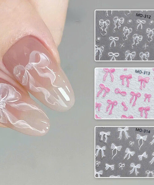 Sticker móng tay nơ 3D Hàn Quốc