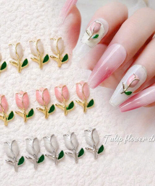Charm hoa tulip đính móng