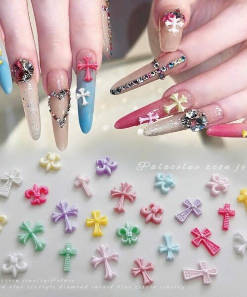 Set charm thánh giá nail 3D