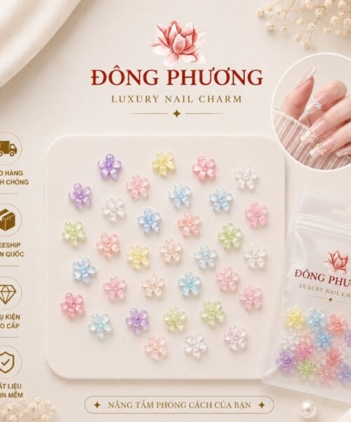 Trang Sức Làm Móng Hoa 5 Cánh (50 Cái/Túi) Đông Phương – Charm Đính Nail 3D Cao Cấp