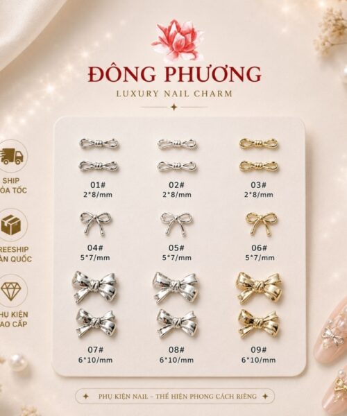 Charm Nail Nơ Mini Hot Trend (10 Chiếc/Túi) Đông Phương – Phụ Kiện Trang Trí Nail Cao Cấp
