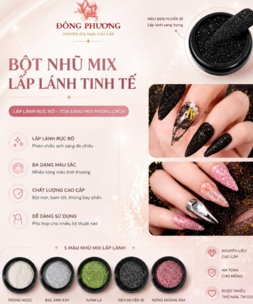 Bột Nhũ Kim Cương Siêu Sáng Trang Trí Nail Nghệ Thuật Đông Phương – Nail Art Lấp Lánh Cao Cấp