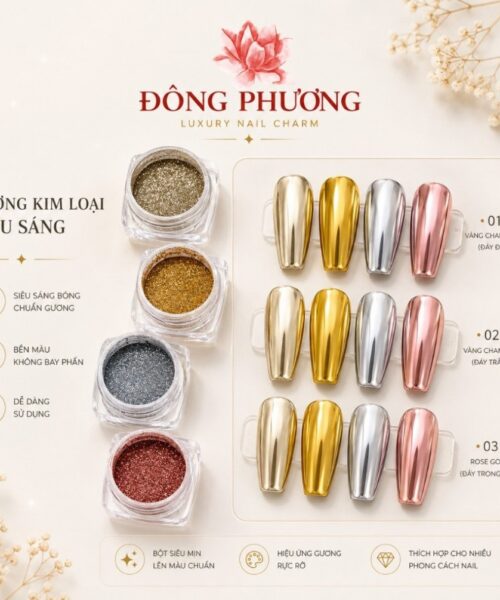 Bột Tráng Gương Các Màu Siêu Sáng Trang Trí Nail Cao Cấp Đông Phương – Hiệu Ứng Gương Nail Art